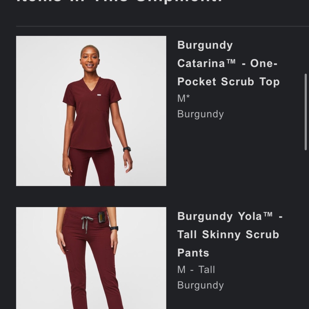 Figs Maroon V-Neck Tee with Pocket - Picture 4 of 4